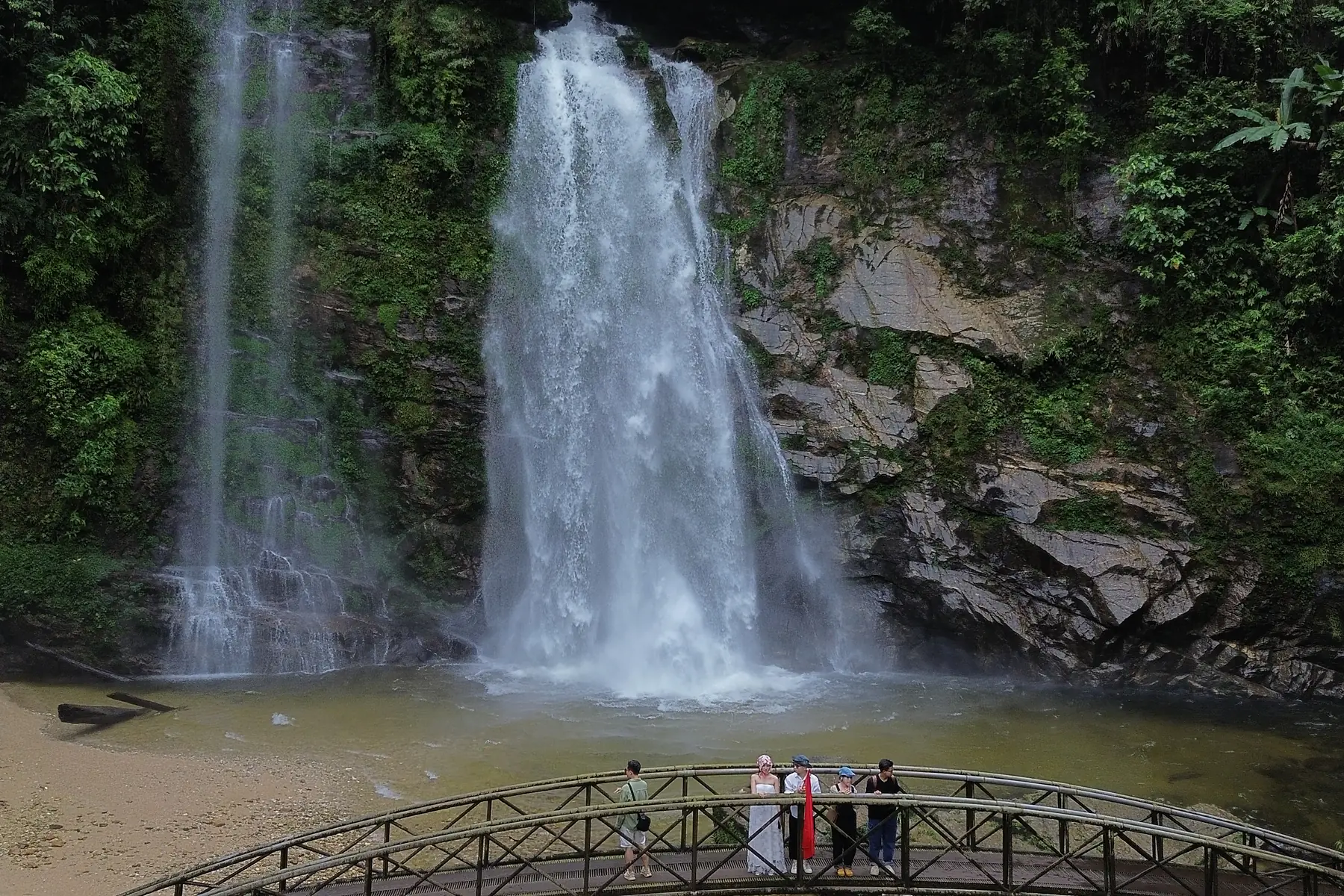 Tien Waterfall in Xin Man carrying high rainy-season flow