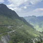 Winding mountain road across the Dong Van Karst Plateau in Ha Giang